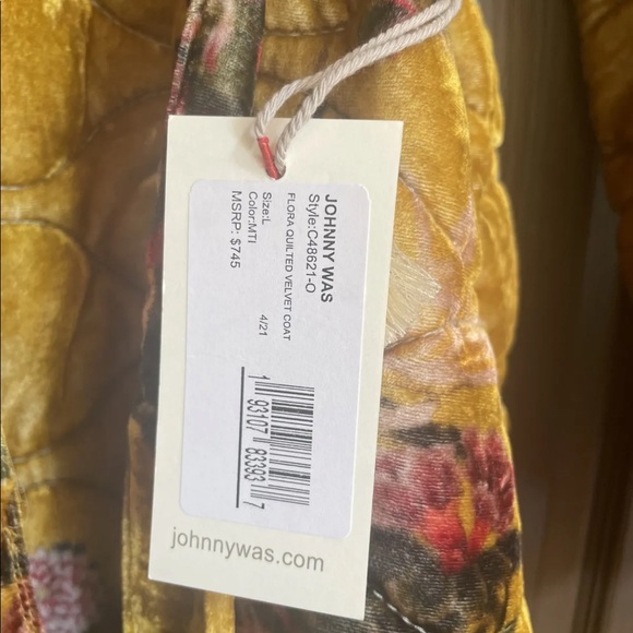 JOHNNY WAS flora quilted velvet mustard silk blend coat jacket New! Large, xxl - Picture 4 of 4